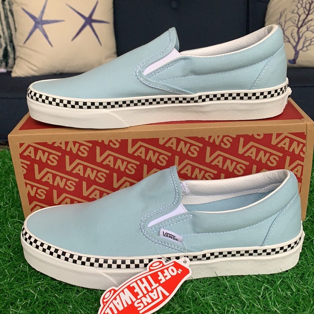 VANS CLASSIC SLIP-ON CHECK FOXING COOL BLUE WMNS - Picture 7 of 17
